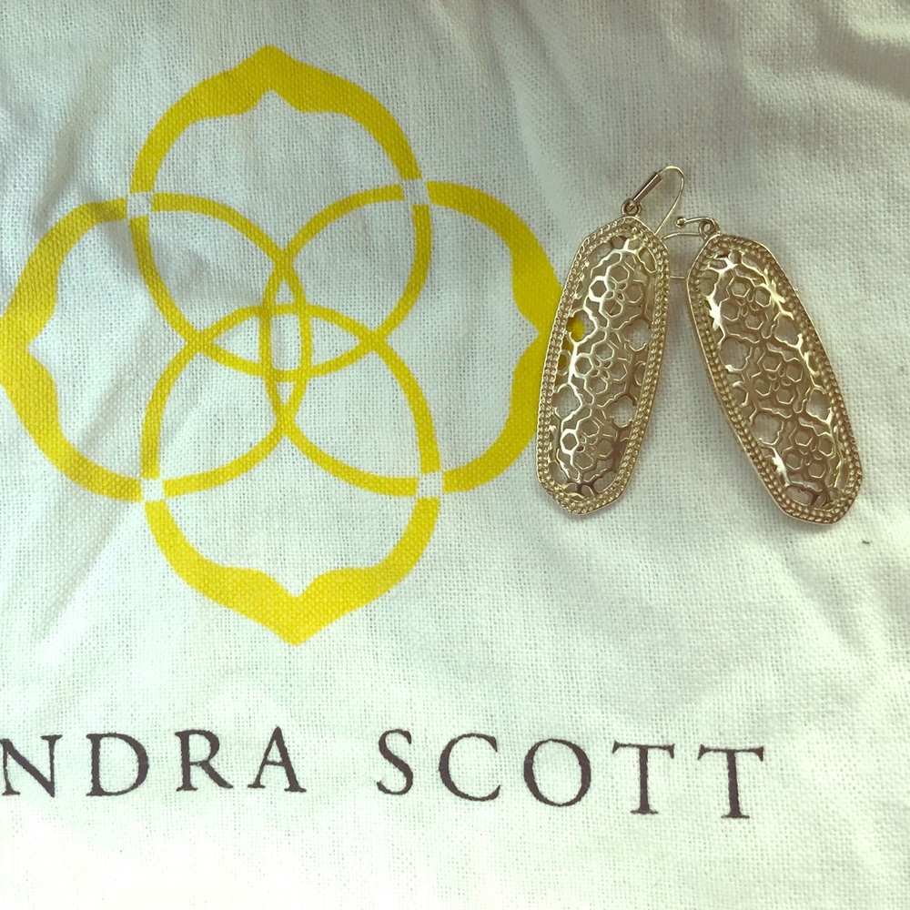 Gold Kendra Scott Danielle Finigree Drop Earrings